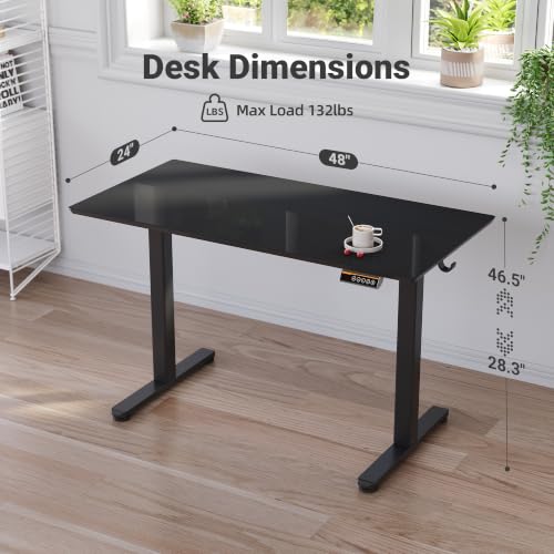 Image of Claiks Glass Standing Desk 48x24 Inch Black