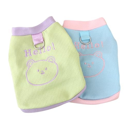 ISUPY かわいい 犬服 春夏 Tシャツ dカン付き 通気性 おしゃれ 犬 猫洋服 ドッグウェア 小中型犬 タンクトップ 子犬 チワワ 防虫 抜け毛防止 薄手 上着 お散歩 ペット用品 (XL,ブルー)
