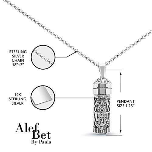 Alef Bet by Paula Mezuzah Necklace Sterling Silver Men and Women3