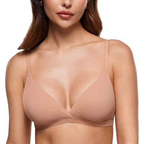 Image of INLYRIC Women's Inbarely Triangle Bralette Comfortable Unlined V Neck Wireless Smoothing Bra Top Stretch