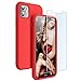 JASBON Coque pour iPhone 11, Coque Silicone Liquide avec Protecteur d'écran Gratuit Housse Protective Etui Anti-Choc Anti-Rayure Gel Case pour iPhone XI - Rouge
