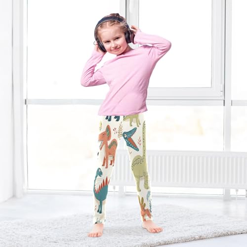 Bolaz Toddler Girls Leggings Printed Yoga Pants Leggings Green Orange Dinosaur for Kids4