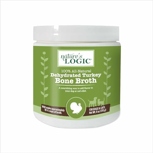 NATURE'S LOGIC Dehydrated Turkey Bone Broth Powder - Dog & Cat Topper, 6oz