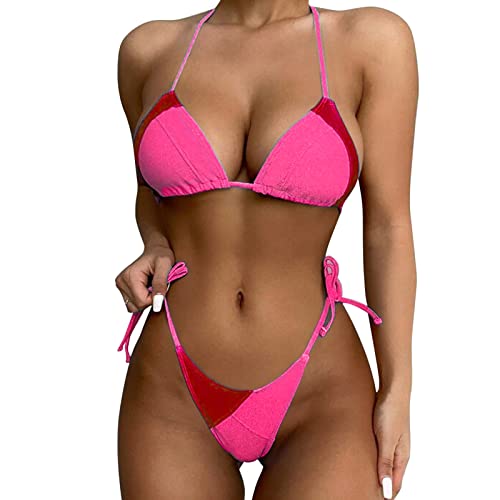 shesuseke Sexy brasilianische Bademode zum Schnüren, Push-Up, gepolstertes Bikini-Set für Frauen, Sommerferien, Schwimmen, Strand-Bikini Cover