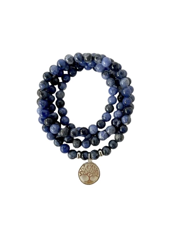 Mala en sodalite naturelle de 6mm à 108 perles de méditation et prière