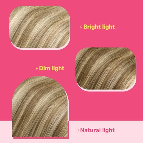 Image of Ve Sunny Hair Tape in Hair Extensions Brown with Blonde | Smooth Soft Tape Hair,Easy to Maintain,16Inch 50g 20Pcs,for Daily Wear