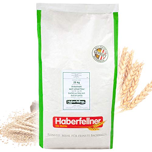 Dinkelmehl 25 kg Typ 630 von Haberfellner | Glattes Mehl aus Dinkel für alle Teige geeignet | Brotmehl, Kuchenmehl, Nudelmehl | Beste Qualität ohne Gentechnik und...