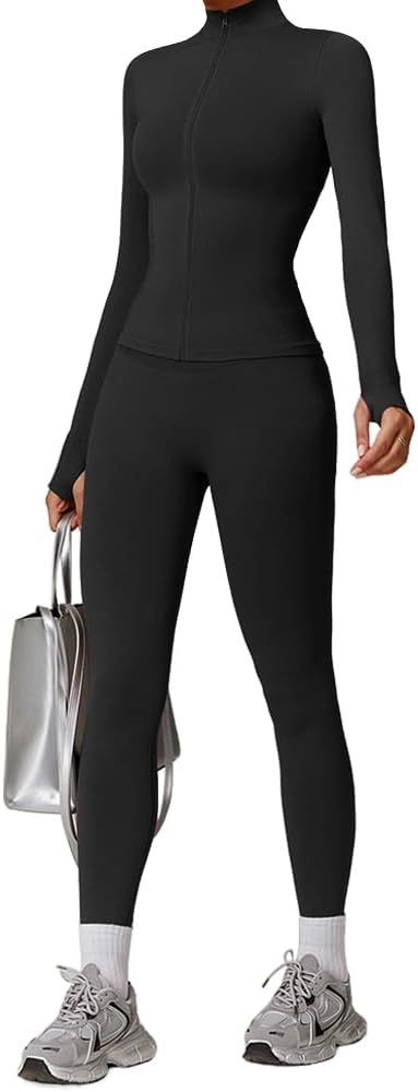 Women's 2pcs Gym Sets Tracksuit Sweatsuit Yoga Suit Long Sleeve Activewear Zip Up Top Workout Leggings Fitness Clothing 6 41C1MPjZZML. AC SL1000