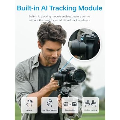 FeiyuTech SCORP 2 Camera Gimbal Stabilizer with Built-in AI Tracking, 3-Axis Handheld Gimbal for DSLR & Mirrorless Cameras, 5.5 lbs Payload, 1.3 Touchscreen, 13H Battery, USB-C Fast Charge