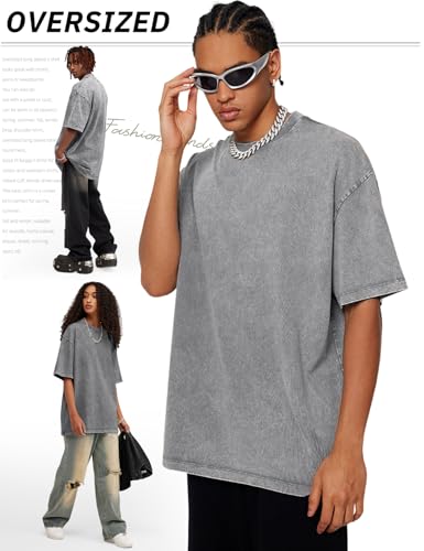 Image of Arssm Men Oversized T Shirts Vintage Tee Loose Fit Short Sleeve Casual Streetwear Baggy Washed Unisex Tops
