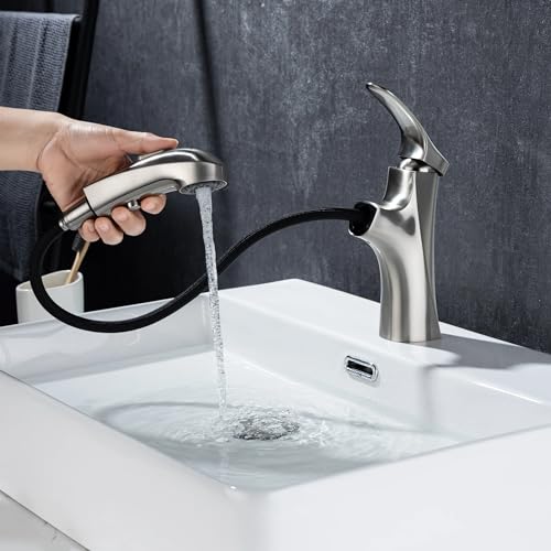 Grifo de lavabo extraíble que soluciona las salpicaduras en el baño con su caño extensible 5