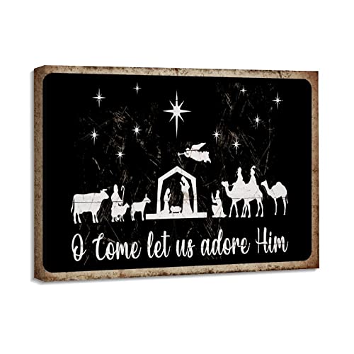 Toile religieuse O Come Let Us Adore Him pour nourrir la foi et embellir le salon familial