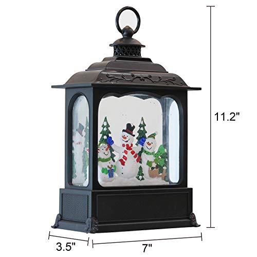 Image of Eldnacele Musical Snow Globe Lantern With Timer - Lighted USB /Battery Operated Swirling Singing Water Glittering - Snow Globes for Adults and Kids Christmas Decoration - Snowman