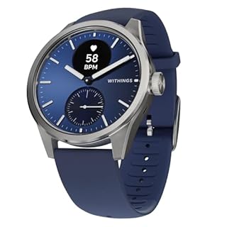 Withings ScanWatch 2, Heart Health Hybrid Smartwatch for Men & Women - ECG, SPO2, Temperature Monitoring, Sleep, Respiratory Health, Cycle Monitoring, 35 day Battery Life, iOS & Android, 42mm Blue