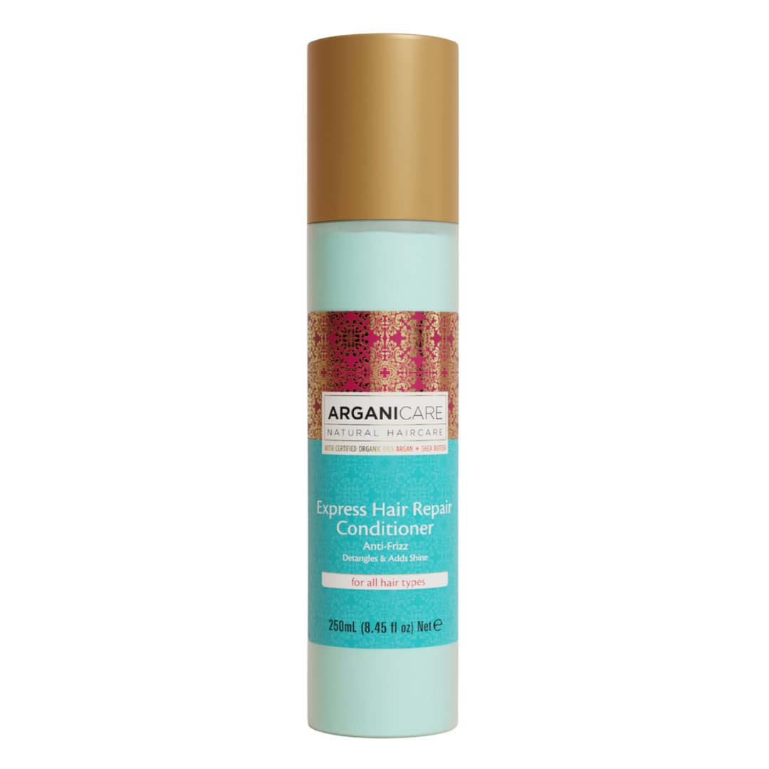 ARGANICARE Spray Biphase Réparateur Express 250 ml – Spray Démêlant Sans Rinçage pour Cheveux Secs et Abîmés – Huile d’Argan & Protéines de Soie, Anti-Frisottis