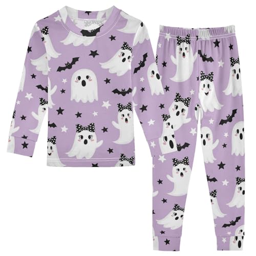 Pajama Sets Long Sleeve Cute Ghosts with Bats Soft Comfy Sleepwear 2 Piece PJS 3-8T