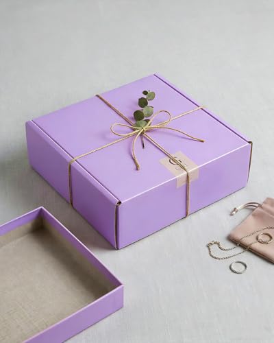 Image of Cardboard Boxes,15 Pack Shipping Boxes 6x6x2 Recyclable Mailing Boxes Colored Corrugated Cardboard Box Small Storage Boxes for Shipping, Mailing, Gifts Packaging (Light Purple)