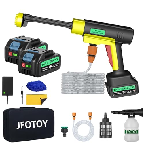 Image of Portable Cordless Pressure Washer, 1200 PSI Portable Power Washer Can be Connected Directly to The Tap with 2 Battery, 6 in 1 Nozzle, 33FT Hose, for Car, Fence, Floor, Patio