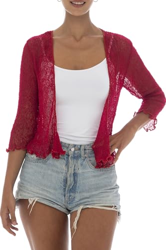 Image of Back From Bali Womens Sheer Shrug Cardigan Lightweight Knit