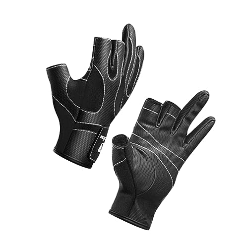 BCOATH 1 Pair Outdoor Exposed Three-Finger Fishing Gloves Anti-Slip Wear-Resistant Half-Finger Design Polar Fleece Lining Size l