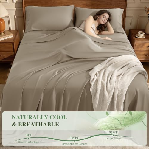 Image of 100% Organically Grown Bamboo Viscose Queen Sheet Set with Pockets on Side