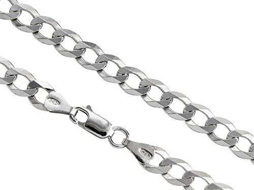 Aka Gioielli® - Collar Hombre Mujer Plata De Ley Esterlina 925 Rodio - Cadena Cubana Frenar 6.3 mm - Longitud: 61 cm Cover