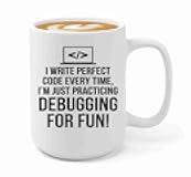 Luxe Gifting Funny Programmer Coffee Mug 15oz White -I write perfect code - Computer Science Tech Web Developer IT Database Programming Deging Coding Software