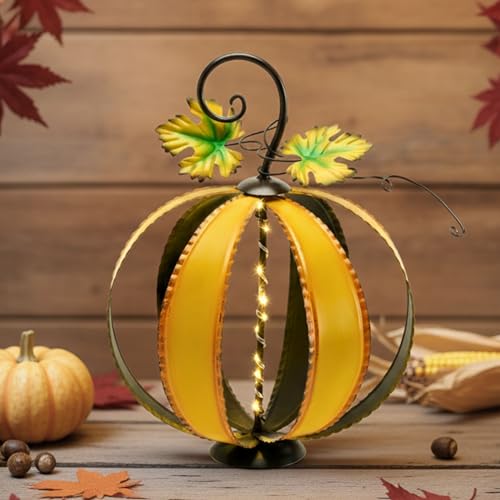 Décoration citrouille orange lumineuse 17,8 cm
