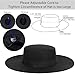 Women Fashion Felt Church Hats Classic British Style 9.5CM Wide Brim Top Fedora Hat Wedding Dress Up Jazz Cap (US, Alpha, Medium, Black-Flat Top)
