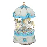 Iluminación LED colorida: la caja de música con luz multicolor aporta un toque de color a tu mesa, perfecta como decoración musical para la mesa navideña o como un pequeño detalle especial. figura musical de caballo vintage. cajas de música para niñas