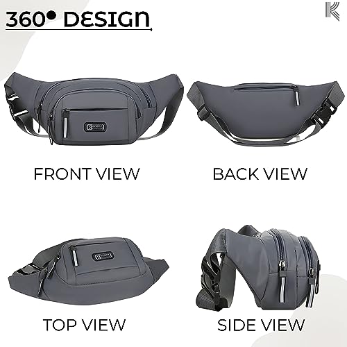 Image of Kraptick Premium Unisex Waist Bag for Men and Women - Stylish Hip Bag, Fanny Bag, Outdoor Waist Bag (Black)