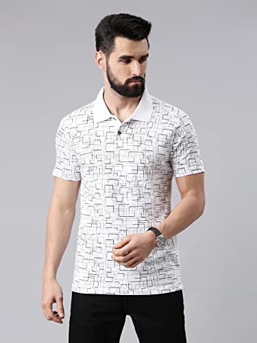 Image of KRYPTIC Men's Ultra-Soft Cotton Rich Casual Printed Half Sleeve Regular Fit Classic Polo T-Shirt - Soft, Cool & Stylish Everyday Wear