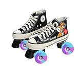FEANG Rollschuhe Quad-Rollschuh für Erwachsene Canvas Zweireihige Rollschuhe mit High-Top-Canvas-Schuhstil für Jugendliche und Jugendliche Mann und Frau Anfänger Indoor und Outdoor