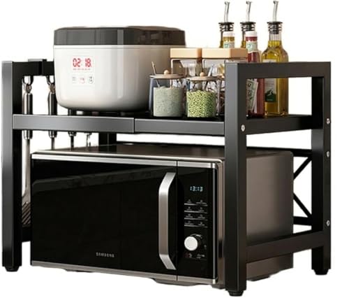 SHOPNIA MARKETPLACE Estante Microondas de Cocina – Soporte para Microondas de Encimera Ajustable con Estantería de Almacenamiento – Organizador para Cocina Moderna