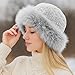 Women's Bucket Hat Fisherman Hat Winter Artificial Fur Outdoor Fashion Retro Fluffy Soft Plush Warm (US, Numeric, 7, 7 1/4, Grey)