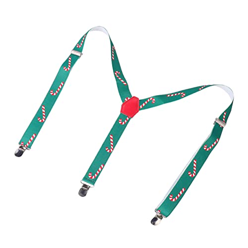 Garneck Men's Christmas Suspenders Adjustable Leather Straps for Holiday Outfits - Festive Trousers Bracket for Suits - Durable Weaving Design for Comfortable Fit