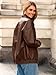 Glamaker Womens Oversized Faux Leather Jacket Fall Outfits Button Down Motorcycle Bomber Jackets Fashion Winter Coat Brown M