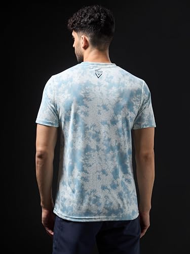 Image of TECHNOSPORT Men's 100% Polyester Regular Fit Half Sleeve Printed Crew Neck T-Shirt with Techno Dry, Anti Microbial Properties for Gym, Workout and Regular Use