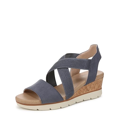 Dr. Scholl's Shoes Womens Just Cute Wedge Sandal Oxide Blue Smooth 8 M by Dr.Scholl's SHOES - Used condition - US$23.89