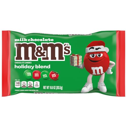 M&M'S Milk Chocolate Christmas Candy, Stocking Stuffers, Christmas Chocolate, 10 Oz Bag