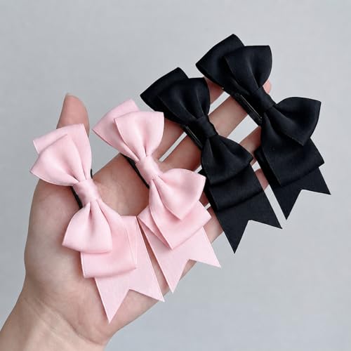 4 Piezas Accesorios para el Cabello Kawaii Lazos Adorables de Color Rosa y Negro Clips para el Pelo Pinzas Cocodrilo para Mujeres y Niñas miniatura 6