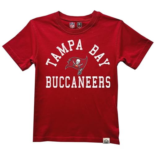 Wes and Willy NFL Kids Short Sleeve Organic Cotton Tee Shirt Tampa Bay Buccaneers Bullseye Red XL