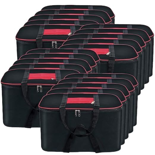 DAMONS Nylon Big Underbed Storage Bag Moisture Proof Cloth Organiser with Zippered Closure and Handle(BlackRed, 54x46x28cm) Rectangular (Pack Of 20)-image-16