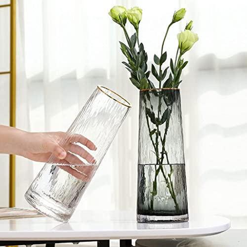 Vase en verre robuste à rayures dorées pour stabiliser vos bouquets sans basculer