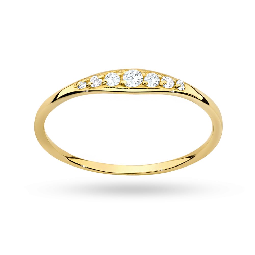 MARKO Eleganter Damenring aus 333 Echtgold – Feine Goldschiene mit funkelnden Zirkonia | Zeitloser Verlobungsring & Eheringe Ring Gold Damen | Vorsteckring Schmuck Gold Jewelry