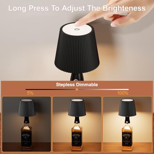 nulmvic Wireless Bottle Lamp, LED Wine Bottle Lamp with Stopper, 2026 New 3 Color Rechargeable Wine Bottle Lights for Home Bars Restaurants - Black by nulmvic - Image 2