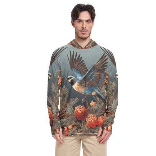 Rash guard homme oiseau bleu t-shirt manches longues de pêche running