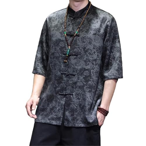 Chemise courte homme style chinois décontractée coupe lâche