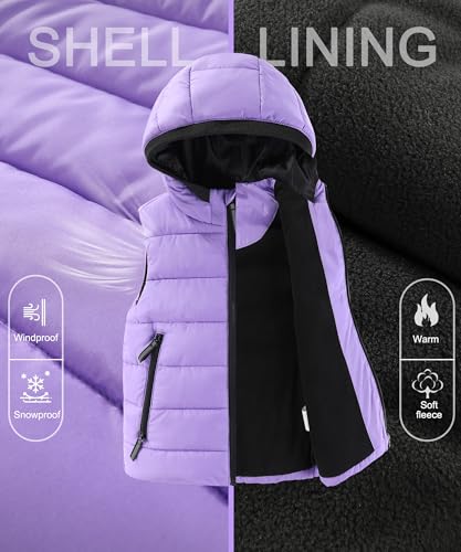 Hiheart Boys Girls Zip-up Fleece Lined Cotton Padded Vest with Hood3