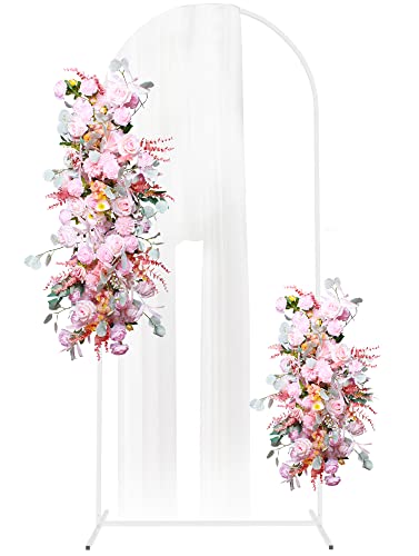 Image of Putros 6FTx2.6FT White Metal Wedding Arch Balloon Backdrop Stand Arched Frame for Ceremony Birthday Party Anniversary Bridal Graduation Decoration